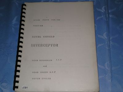 ROYAL ENFIELD 1967 1968 Interceptor / Road Scrambler / Road Racer Parts Catalogue #E59