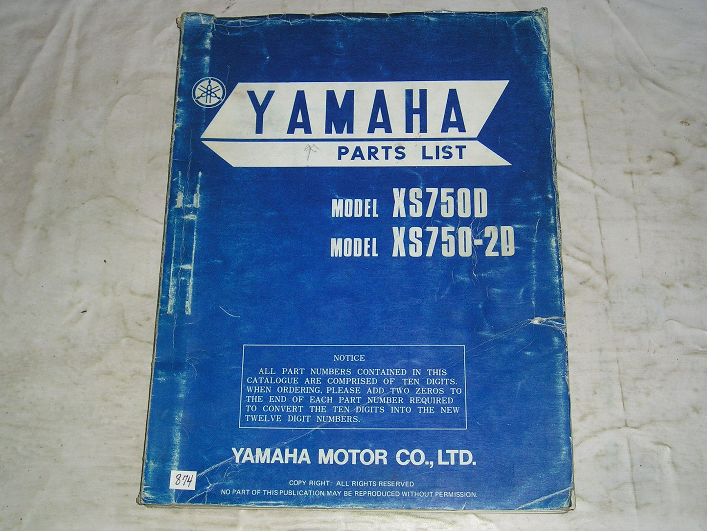 YAMAHA XS750 D XS750-2D 1977 Parts List / Catalogue 1T4-28198-60 LIT-10011-T4-00 #874