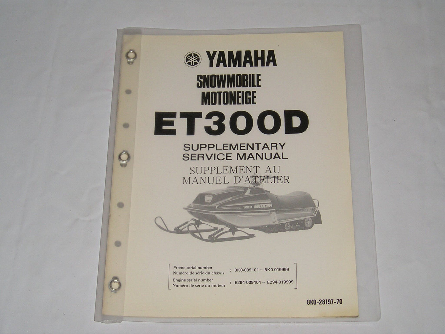 YAMAHA ET300 D Enticer 1980 Service Manual Supplement 8K0-28197-70 #S151