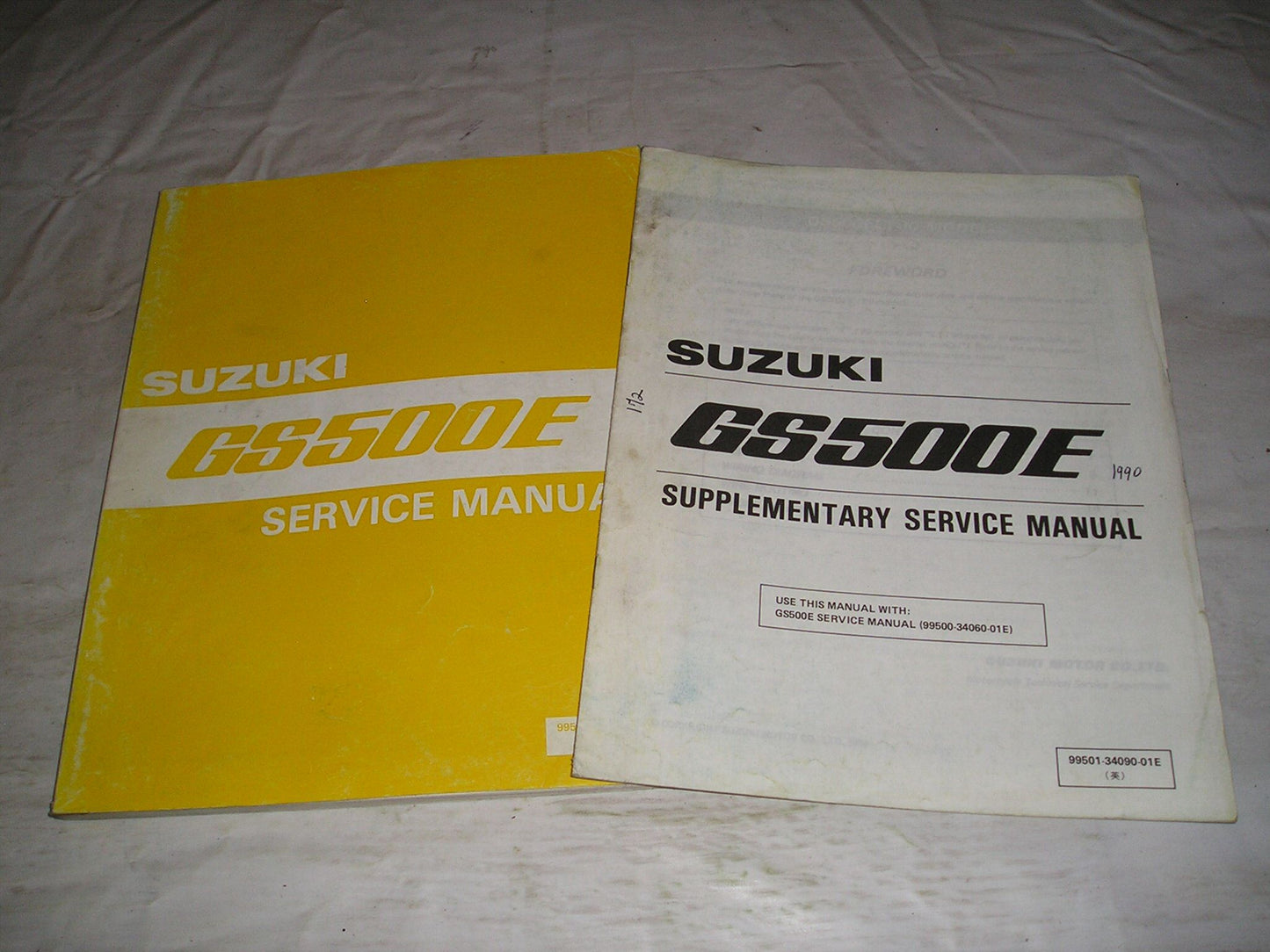 SUZUKI GS500 E 1989-1990 Service & Supplement Manuals 99500-34060-01E 99501-34090-01E #172