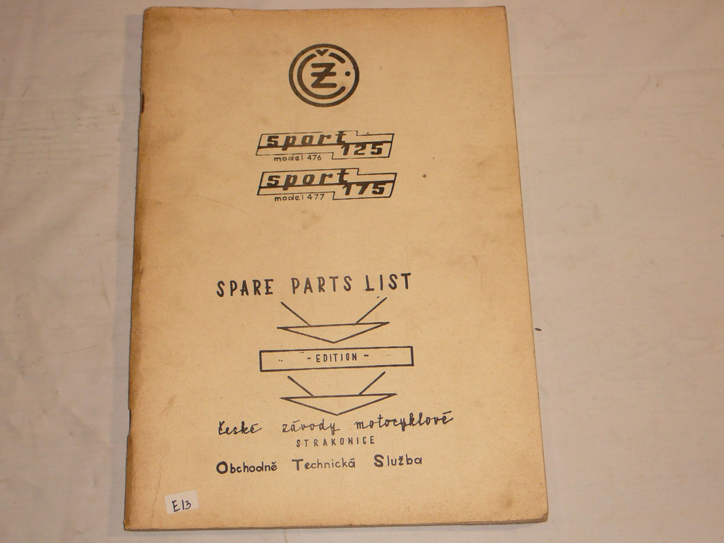 CZ JAWA Sport 125 & 175 cc 1969 Parts List / Catalogue #E97