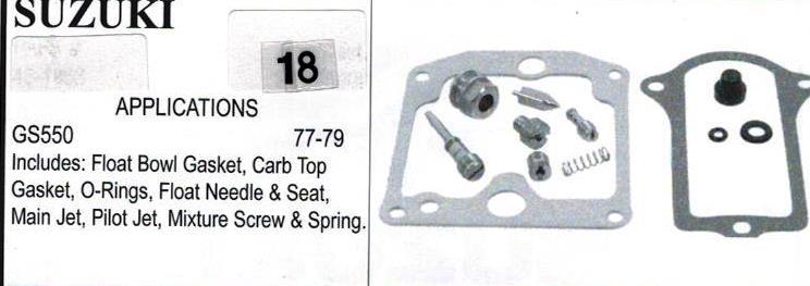SUZUIKI GS550 1977-1979 Carburetor Repair Kit # 18
