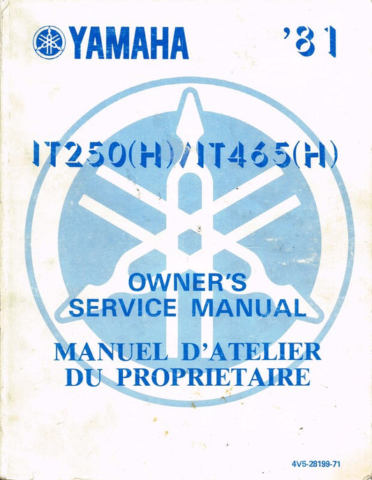 YAMAHA IT250H  IT465H  1981  Owner's Service Manual  4V5-28199-70 / 4V5-28199-71  #B199