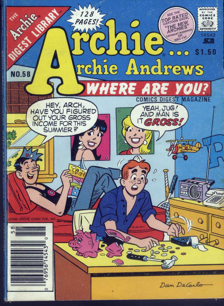 ARCHIE ANDREWS  COMICS DIGEST MAGAZINE 128 PAGES  # 58