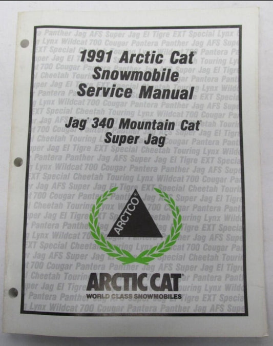 ARCTIC CAT 1991 SNOWMOBILE Jag 340 Mountain Cat Super Jag Service Manual 2254-643 #B79