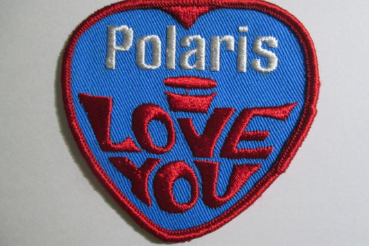 POLARIS I LOVE YOU SNOWMOBILE & ALL TERRAIN VEHICLE SEW ON BADGE 2 I/5 ins