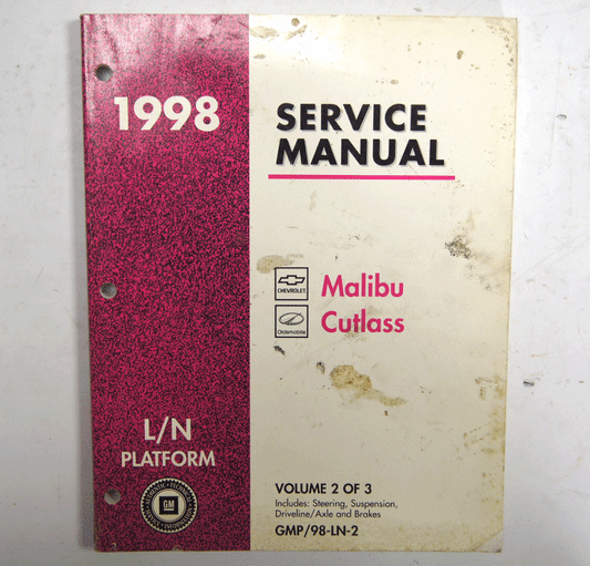 1998 CHEVROLET Malibu OLDSMOBILE Cutlass Service Manual  L/N Platform Volume 2  GMP/98-LN-2  #B14