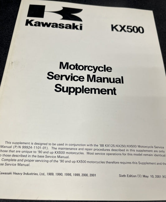 KAWASAKI 1990 - 2000 KX500 Service Manual SUPPLEMENT  99924-1132-54