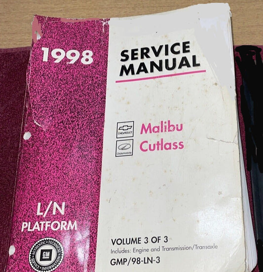 1998 CHEVROLET Malibu OLDSMOBILE Cutlass Service Manual  L/N Platform Volume 3  GMP/98-LN-3  #B15