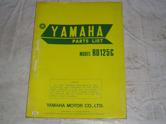 YAMAHA RD125 C  1976  Parts List / Catalogue   507-28198-61  LIT-10015-07-01  #856