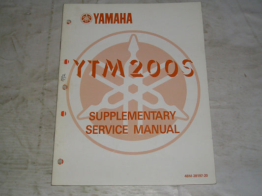 YAMAHA YTM200S  YTM200 S 1986  Service Supplement Manual  48M-28197-20  #772