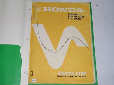 HONDA CB200  CL200  1974  Factory Parts List   #550