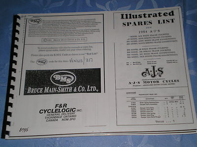 AJS 1954 Motorcycle Illustrated Spare Parts List / Catalogue  Venus/317  #E57
