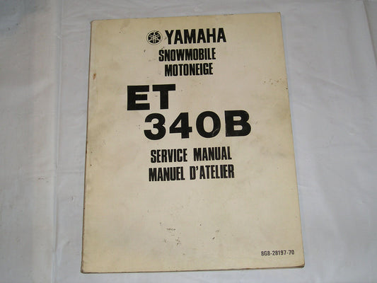 YAMAHA ET340 B Enticer 1978 Service Manual 8G8-28197-70 #S133