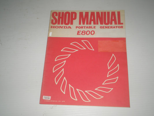 HONDA E800 1976  Portable Generator Service Manual  6287501  #1012