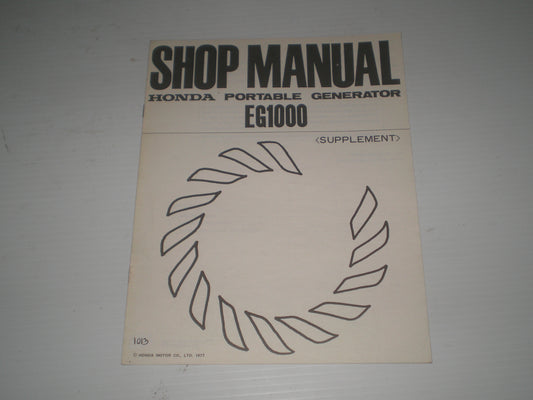 HONDA  EG1000 1978  Generator Service Manual Supplement 6287501Z  #1013.1