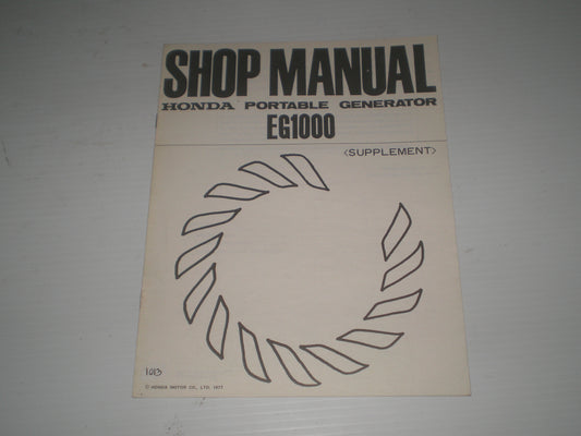 HONDA EG1000 1978 Generator Service Manual Supplement 6287501Z #1013.1