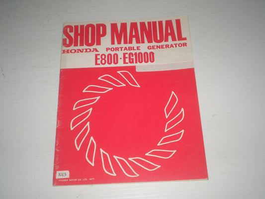 HONDA E800 EG1000 1978  Generator Service & Supplement Manual  6287502  6287501Z  #1013