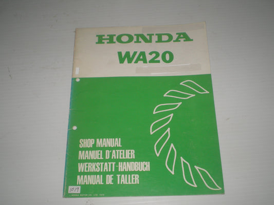 HONDA WA20 1977 Water Pump Service Manual 6695401 #1019