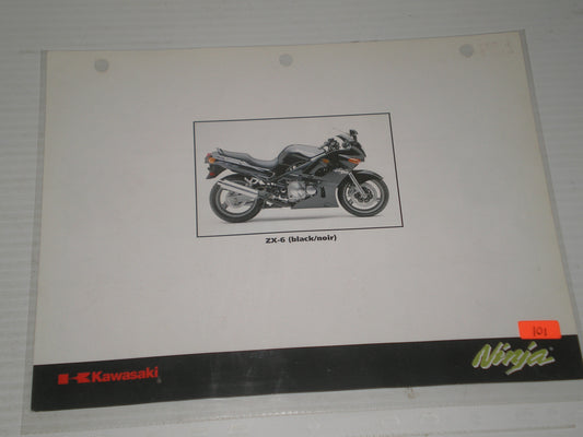 KAWASAKI EX-500 ZX-6 NINJ MOTORCYCLE SALES BROCHURE # 101