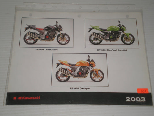 KAWASAK 2003 Z1000 KLR 650 SUPER SHERPA BROCHURE # 102