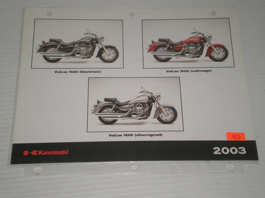 KAWASAKI 2003 VULCAN 1500 VULCAN 1600 BROCHURE # 103