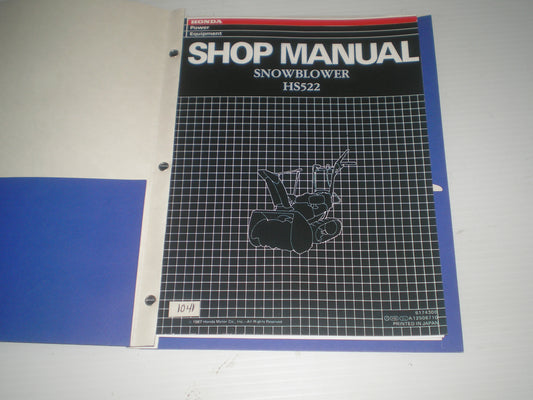 HONDA HS522 1988  Snowblower  Service Manual  6174300  #1041