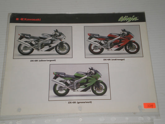 KAWASAKI ZX-6R ZX-9R NINJA SALES BROCHURE # 104