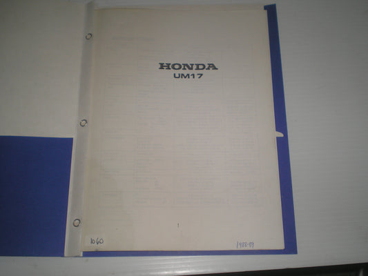 HONDA UM17 1988  1989  Lawnmower  Service Manual  #1060