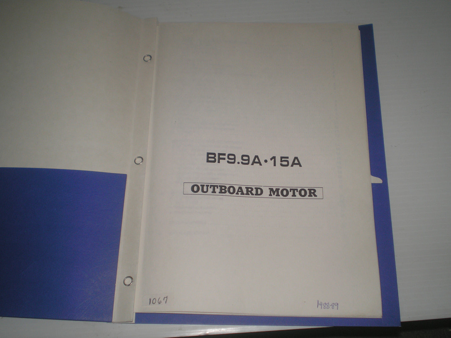 HONDA BF9.9A  BF15A 1988 1989  Outboard Motors Service Manual  #1067