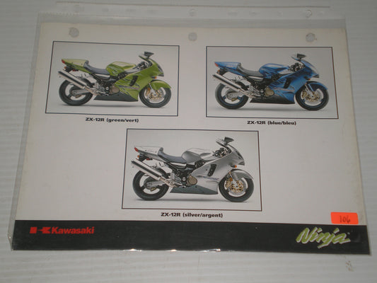 KAWASAKI NINJA ZX-9R X-12R SALS BROCHURE # 106