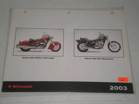 KAWASAKI 2003 VOYAGER CONCOURCE ZZR1200 VULCAN 800 BROCHURE # 107