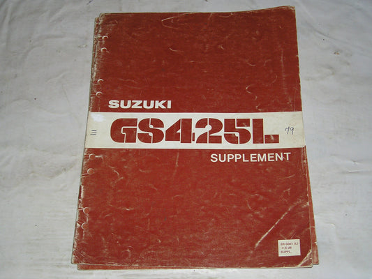 SUZUKI GS425L 1979  Service Manual Supplement  SR-6001 (L) E-03  #110