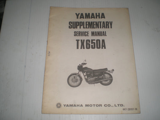 YAMAHA TX650A  TX650 A  1974  Service Manual Supplement  447-28197-10   #1130
