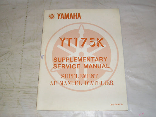 YAMAHA YT175K  YT175 K  1983  Service Manual Supplement  20E-28197-70  #1138