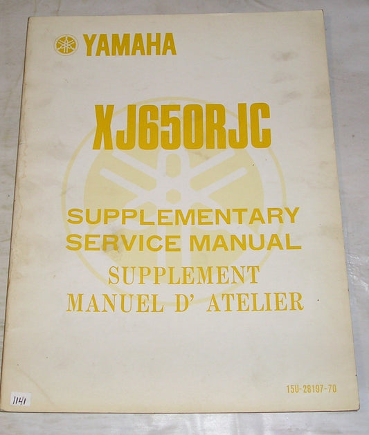 YAMAHA XJ650 RJC  1982  Supplementary Service Manual  15U-28197-70  #1141