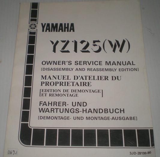 YAMAHA YZ125 W 1989  Owner's Service Manual  3JD-28199-80  #1167.1