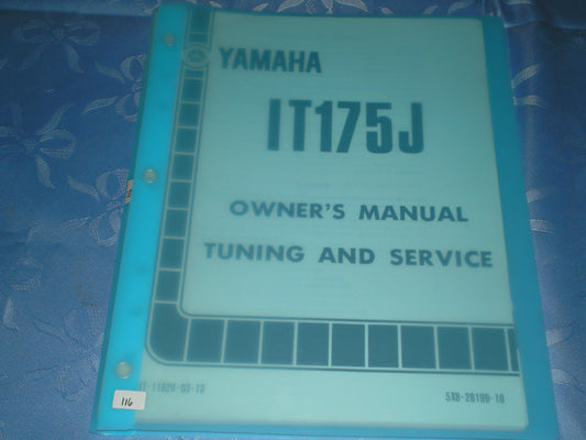 YAMAHA IT175J  IT175 J Owner's & Tuning Service Manual  5X8-28199-10  LIT-11626-03-13 #116