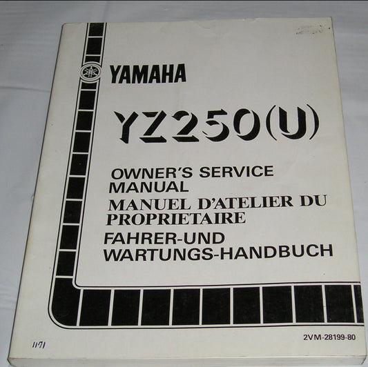 YAMAHA YZ250 U 1988  Owner's Service Manual  2VM-28199-80  #1171
