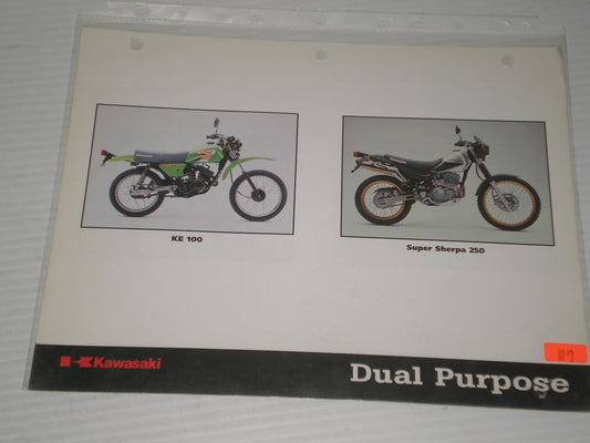 KAWASAKI KL R 650A KLR 650C KE100 SUPER SHERPPA 200 BROCHURE # 117