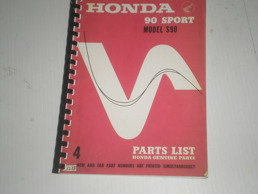 HONDA 90 Sport Model S90 1965 Factory Parts List #1215