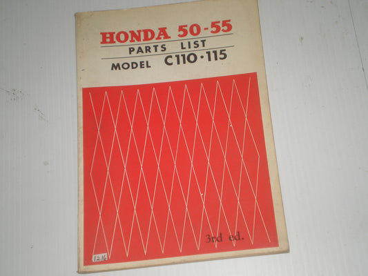 HONDA 50 55 Model C110 C115 Parts List / Catalogue #1216