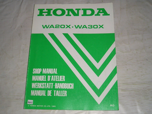 HONDA WA20X WA30X KO 1984 Water Pumps Service Manual 66YB500 #1021