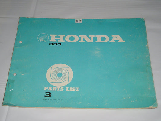 HONDA G35  General Purpose Engine  Parts Catalogue / List 3  1387803  #1247