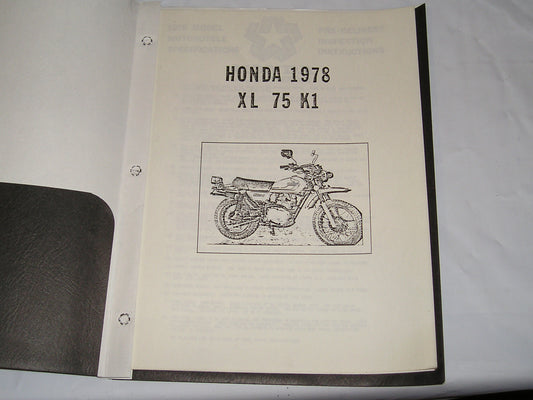 HONDA XL75 1978 Pre-delivery Inspection Instructions #1272