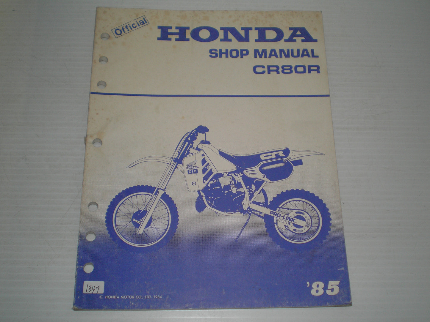 HONDA CR80R 1985  Shop / Service Manual  61GC402  #1347