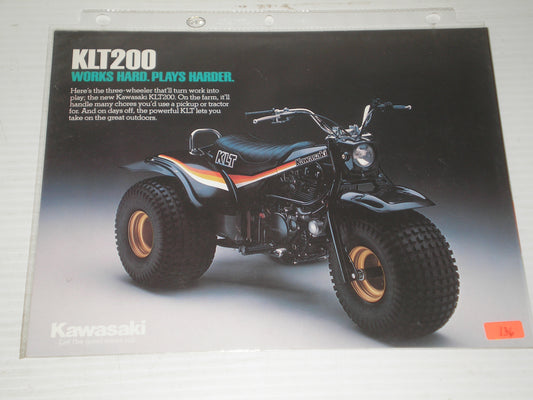 KAWASAKI KLT200  ATV / ALL TERR AIN VEHICLE SALES BROCHURE   #136