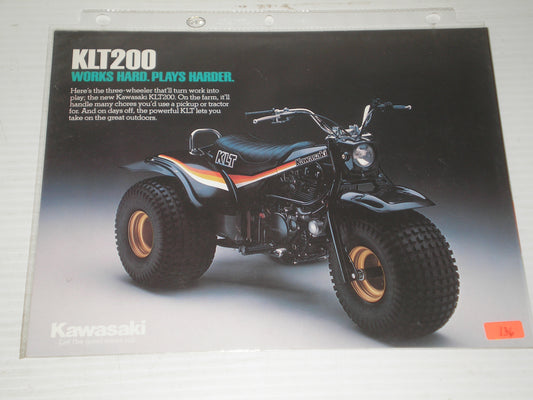 KAWASAKI KLT200 ATV / ALL TERR AIN VEHICLE SALES BROCHURE #136