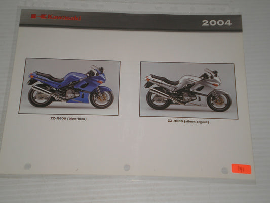 KAWASAKI 2004 ZZ-R600  CONCOURSE SALES BROSCHURE  141
