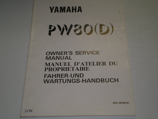 YAMAHA PW80 D  Y-Zinger 1992  Owner's Service Manual  3RV-28199-81  #1596